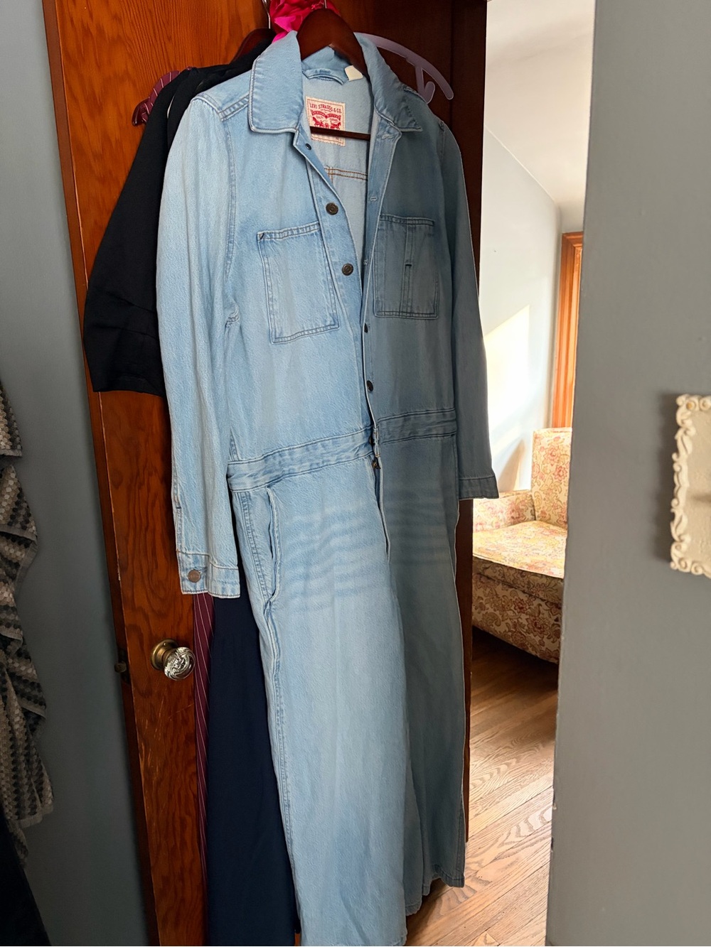 Levi's Light Wash Denim Long Jumpsuit